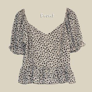 Off Shoulder Babydoll Black & Cream Blouse